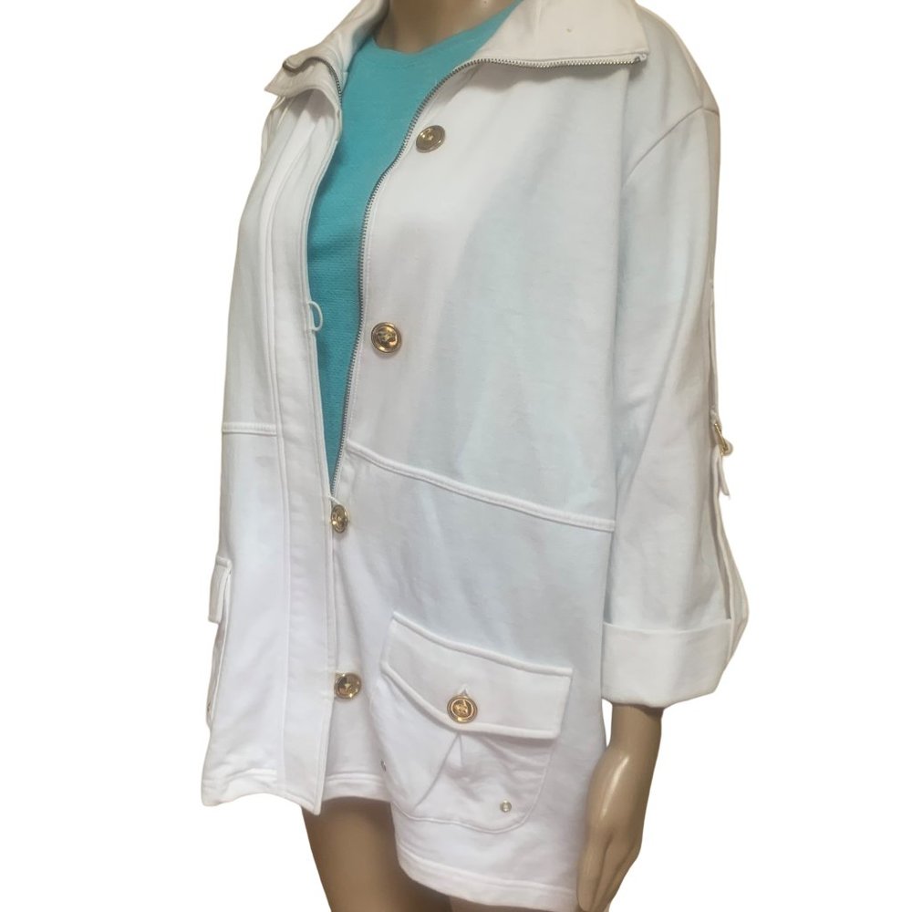 NWOT Needle & Thread Anthropology Gold Buttons Pockets Cotton Sailor Jacket Sz L